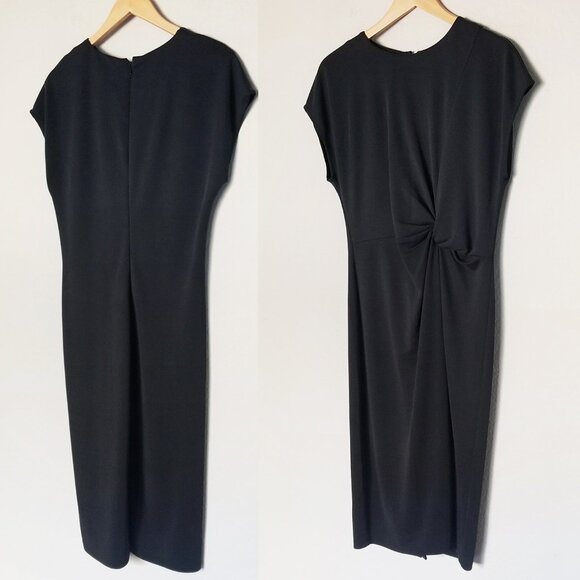 Halogen Nordstrom Twist Front Knit Sheath Dress In Black Size M Modal Blend $79 - Picture 5 of 15